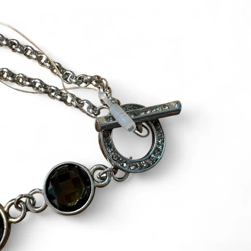 Sterling Silver Brown Gemstone Drop Necklace - Picture 4 of 7